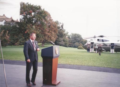 Mark at Lecturn on south lawn